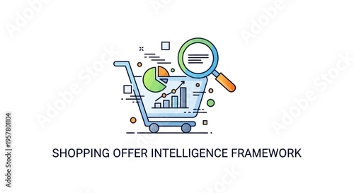 Shopping cart with charts and magnifier business analysis and sales concept