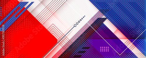 Abstract red banner background design template vector illustration with 3d overlap layer and geometric wave shapes.