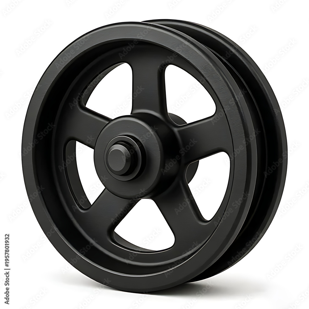 Obraz premium heavy duty pulley wheel isolated on white