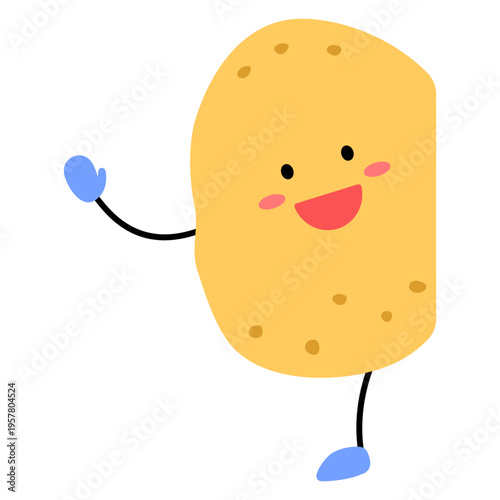 인사하는 감자 캐릭터 일러스트