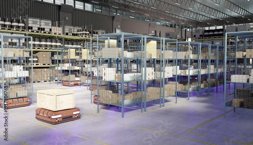 Tableau sur toile Warehouse robotics and automated logistics