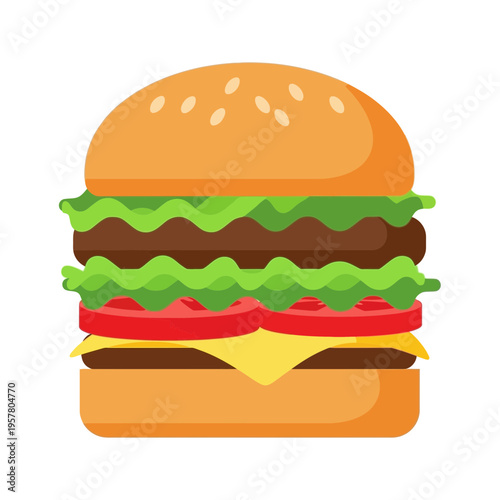 A cartoon illustration of a hamburger.