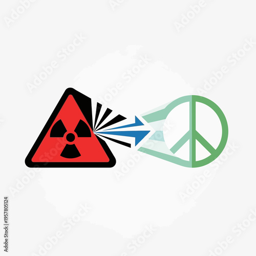 Nuclear radiation versus peaceful protest symbol.