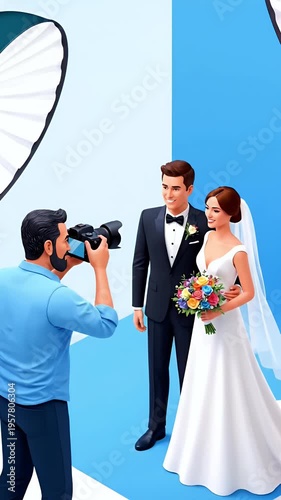 Wedding Couple Photo Shoot Studio Session with Photographer and Lighting