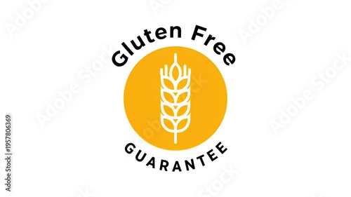 Wheat Icon Gluten Free Guarantee Loop Animation Motion Graphic