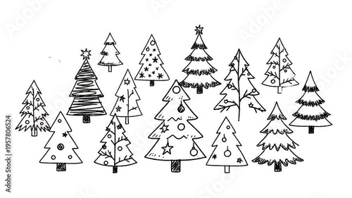 Whimsical Christmas Tree Forest Animation Loop with Festive Sparkles
