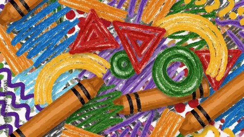 Whimsical Crayon Drawing Animation Colorful Shapes and Lines
