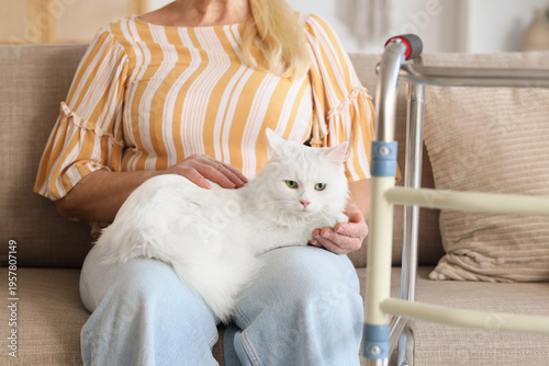 Mature woman with cute cat ...