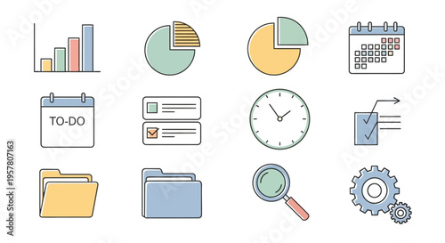 Business management icons and symbols.