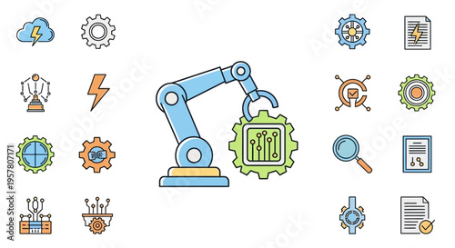Industrial robotic arm with gear.