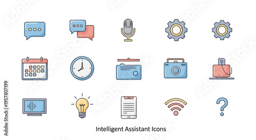 Intelligent Assistant Icons Set Collection.