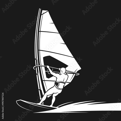 Man windsurfing on a sunny day.