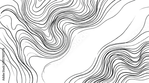 Abstract wave lines black background texture, isolated on transparent background design