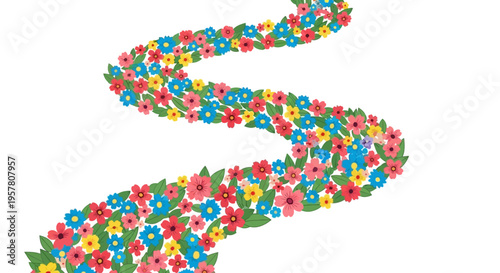 colorful floral pattern design with swirling flowers