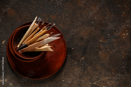 Bowl with set of sculptor t...