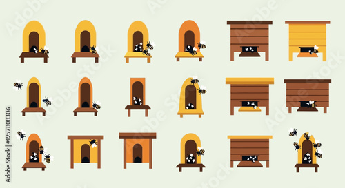 Cats sitting on wooden furniture pieces.