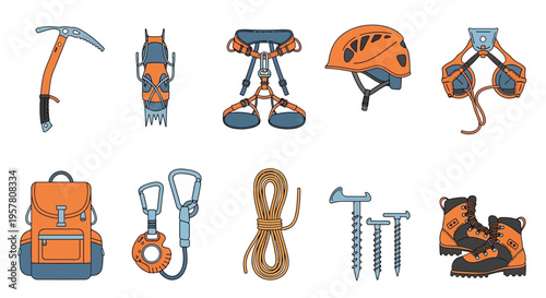 Climbing equipment and safety gear tools.