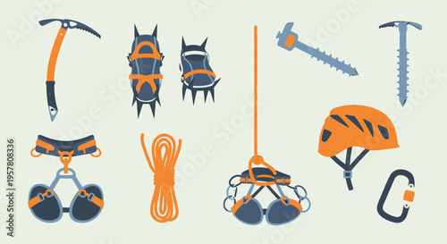 Climbing gear and equipment tools.