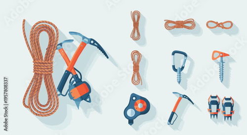Climbing gear and equipment tools.