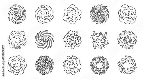 Collection of black and white floral designs.