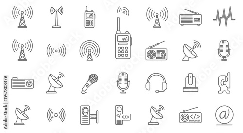 Collection of communication technology icons.