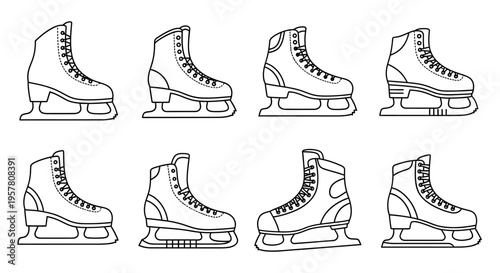 Collection of ice skate boots.