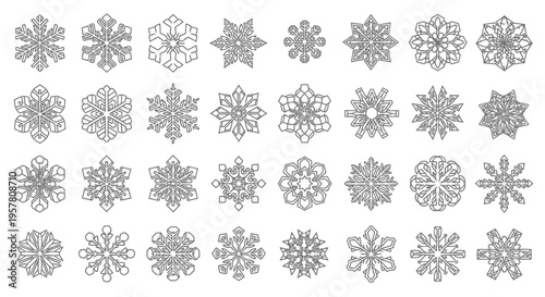 Collection of various snowflake designs.