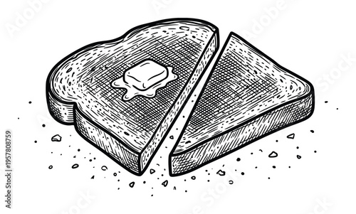 Delicious buttered toast slices, freshly made for breakfast