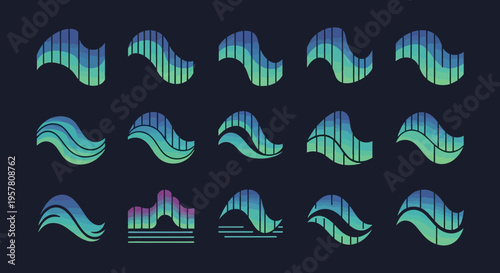 Collection of wave graphics icons.