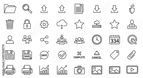Collection of web interface icons.