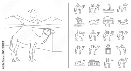 Detailed illustration of a camel.