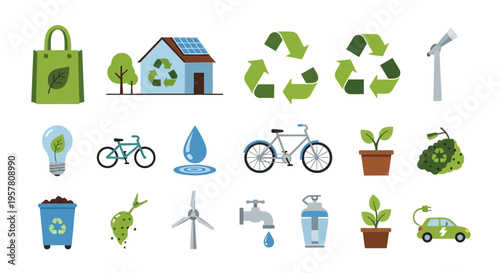 Eco friendly icons and symbols collection.
