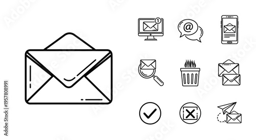 Email icons and envelope symbol.