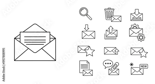 Email icons and symbols collection.