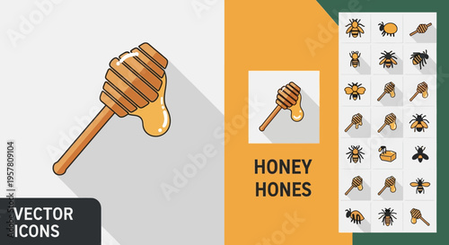 Honey dipper with honey dripping.