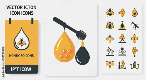 Honey Droplet Vector Icon Illustration.