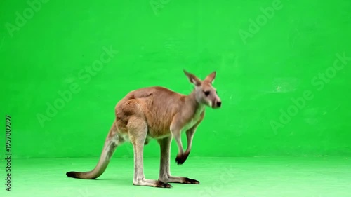 Kangaroo on green screen background.