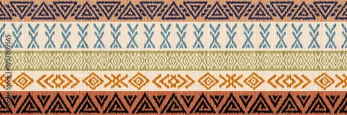 Seamless border, ethnic geometric ornament, tribal pattern African or Indian vector design