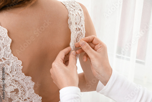 Woman with pins and gemston...