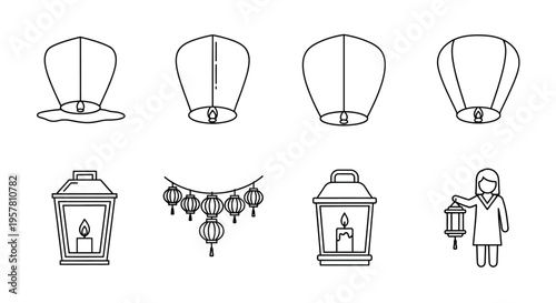 Lanterns and hot air balloons.