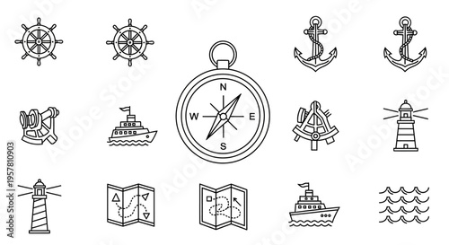 Nautical icons and symbols collection.