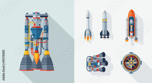 Rockets and Spacecraft Models Displayed.