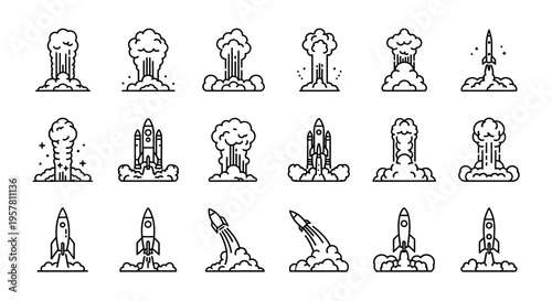 Rockets launching into the sky.