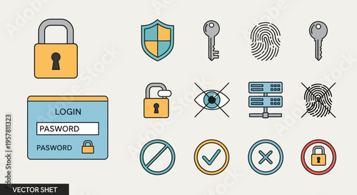 Security icons and symbols set.