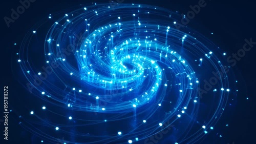 Glowing Blue Digital Spiral Animation.