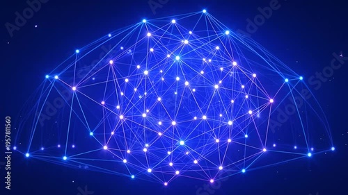 Glowing blue network connections technology.