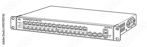Professional network switch pro x24g rack mount hardware with ethernet ports drawing