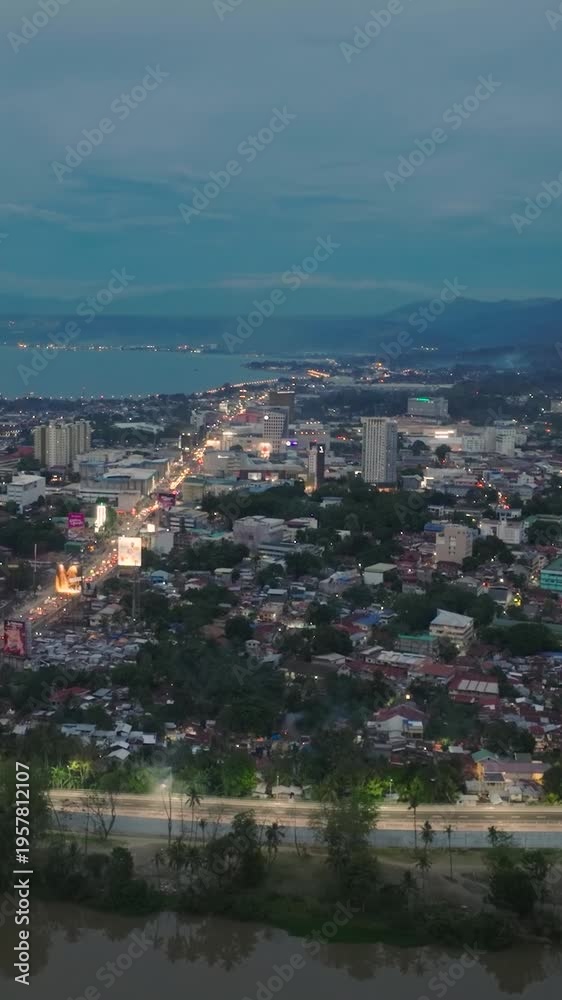 custom made wallpaper toronto digitalAerial view of bridge with vehicle and river in Cagayan de Oro. Mindanao, Philippines. Vertical video.