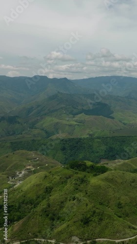Wallpaper Mural Tropical mountain valley with green forest and trees. Mindanao, Philippines. Vertical view. Torontodigital.ca
