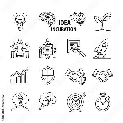 Business Idea Incubation Concept Icons.